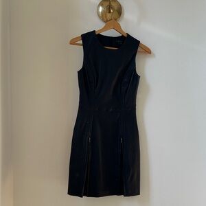 Theory Black Leather Mini Dress